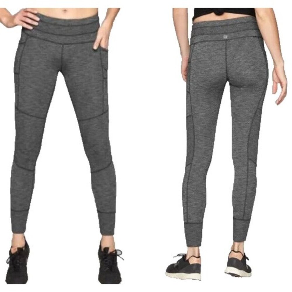 Athleta Womens Excursion Jogger Leggings Small Heather Gray Pocket Activewear